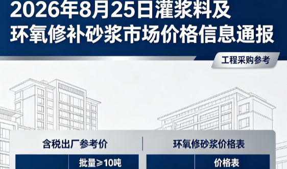 富顺2026年8月25日灌浆料及环氧修补砂浆市场价格信息通报